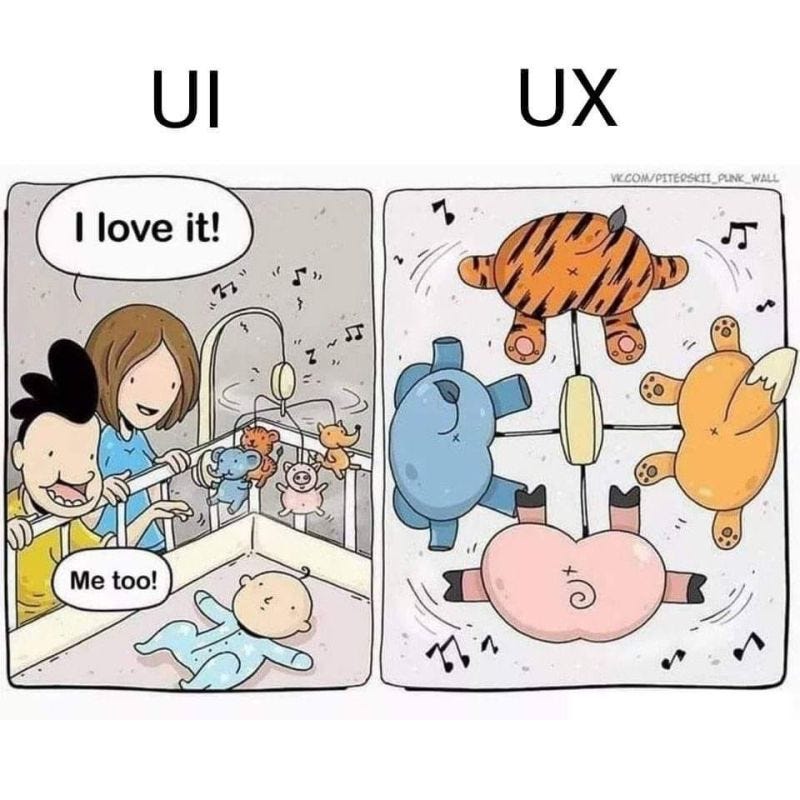 UI UX explained with a meme